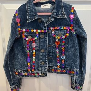 Lola & The Boys Rhinestone Denim Jacket (worn 1 time for pics)
